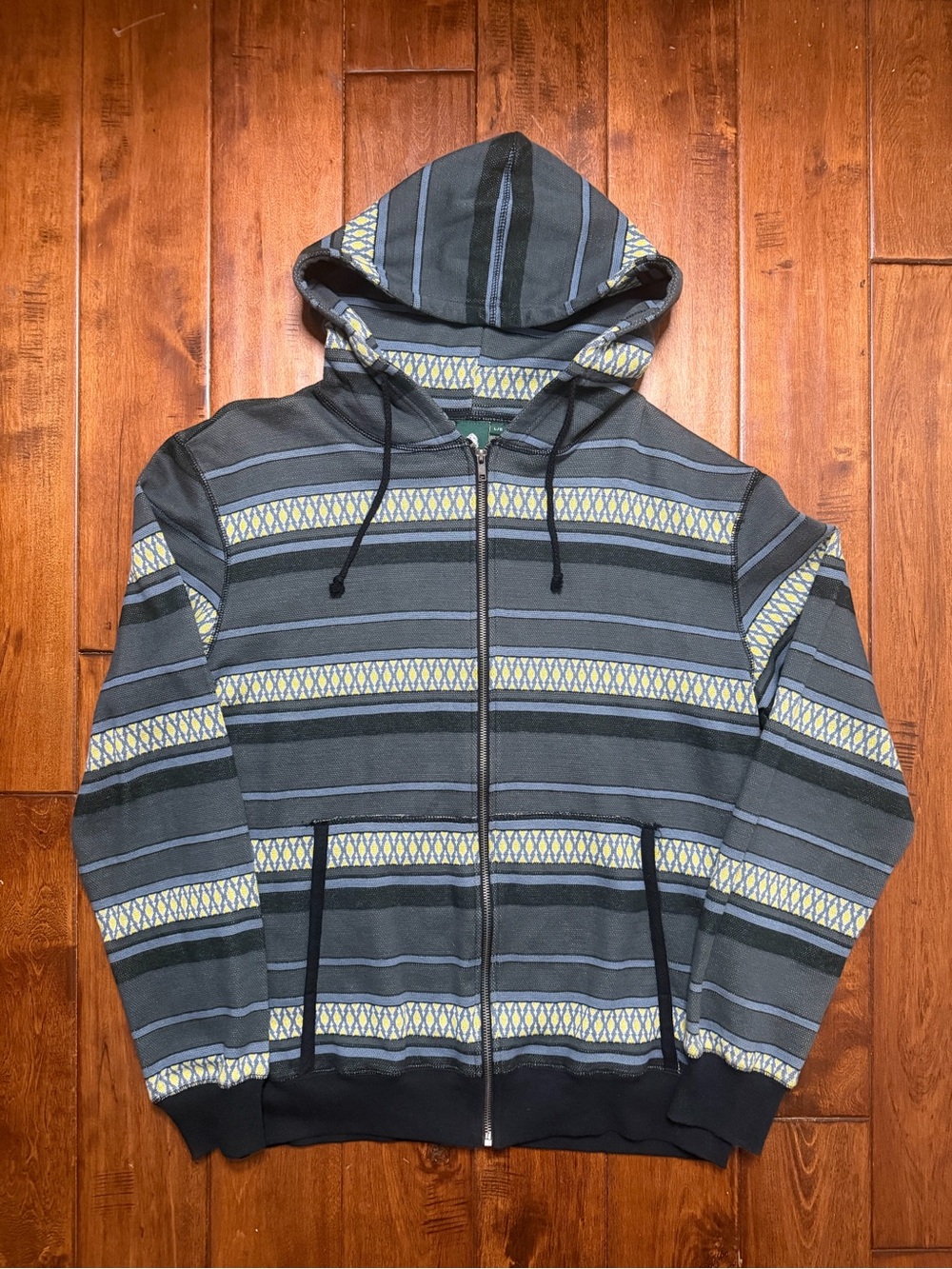 Urban Outfitters Aztec Striped Zip-Up Hoodie with Yellow Accent